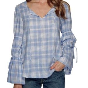 NWOT Sanctuary Light Blue/White Flora Blouse